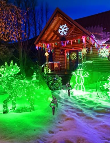 Halloween Green Landscape Lights Outdoor, 14 LED Landscape Lighting with US Plug, IP65 Waterproof Spotlights for Tree Yard Garden Pathway St. Patrick's Day Christmas Decor 8 Pack - Image 7