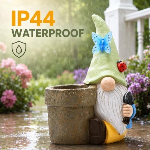 Solar Gnome Garden Decor Statue,Planter Pot for Succulents - Image 7