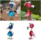 Flamingoes Peacocks Chicken Yard Art, Iron Garden Sculpture with Weather-Resistant Finish Weatherproof Metal Flamingoes Peacocks Chicken Statue - Image 2
