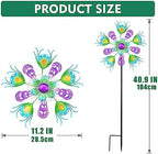 Solar Peacock Wind Spinners for Yard & Garden - 40 Inch Metal Wind Sculpture, Kinetic Windmill with Multi Color LED Lights, Lawn & Patio Art Decor - Image 2