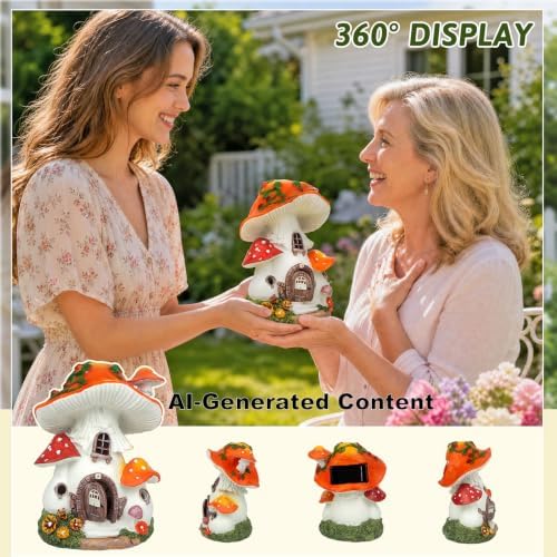 Solar Mushroom House Garden Decor, Fairy Garden Mushroom - Image 2