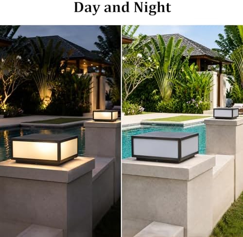 9.84 Inch Outdoor Column Lights, Black Square Pillar Post Light for Outside - Image 7