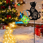Black Cat Solar Watering Can Lights, Birthday Gifts for Women Mom Christmas Mother's Day, Yard Decorations Outdoor Waterproof, Blue Metal Hanging Lantern, Solar Lights Garden Decor Patio Pathway - Image 4