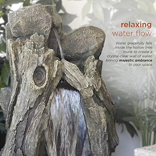 Alpine Corporation WIN270 52" Outdoor Rainforest Waterfall Tree Trunk Fountain with LED Lights, Cascading Water Feature for Garden, Patio, Backyard & Landscape Décor, Rustic, Brown - Image 6