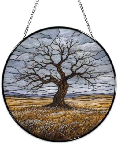 Lonely Bare Tree Stained Glass Suncatcher 9.8" Colorful Window Hanging Ornament, Retro Sun Catcher Decor with Chain for Home Wall Garden Birthday Christmas Mothers Day - Image 4