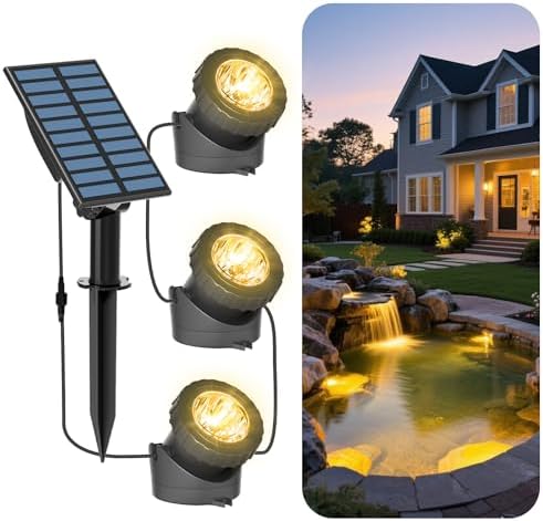 T-SUN Solar Pond Lights, 3-in-1 Warm White LED Submersible Pond Lights by T-SUN