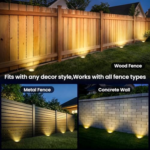 GIGALUMI Solar In-Ground Fence Lights Waterproof 16 Pack Warm White - Image 4