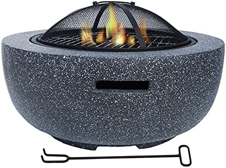 Outdoor Fire Pits Table Top Fire Pit Outdoor Outdoor Heaters Backyard Patio Garden Fireplace BBQ Grill Fire Pit Bowl for Logs Concrete Style for Heating BBQ, Black by Unknown