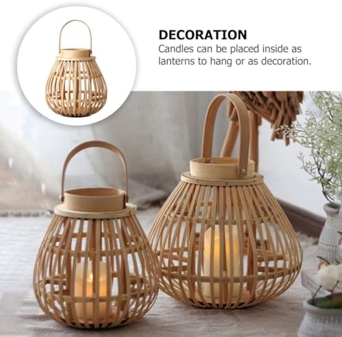 Hanging Lantern Bamboo Woven Candlestick Xmas Halloween Season - Image 7