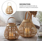 Hanging Lantern Bamboo Woven Candlestick Xmas Halloween Season - Image 7