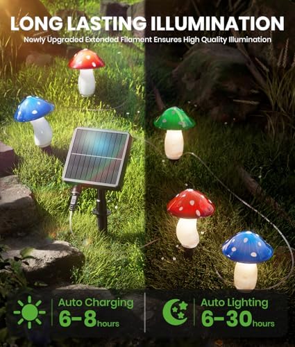 BITPOTT Solar Led Mushroom Garden Lights, 9 Pack, 8 Modes, Multicolor, IP65 - Image 5