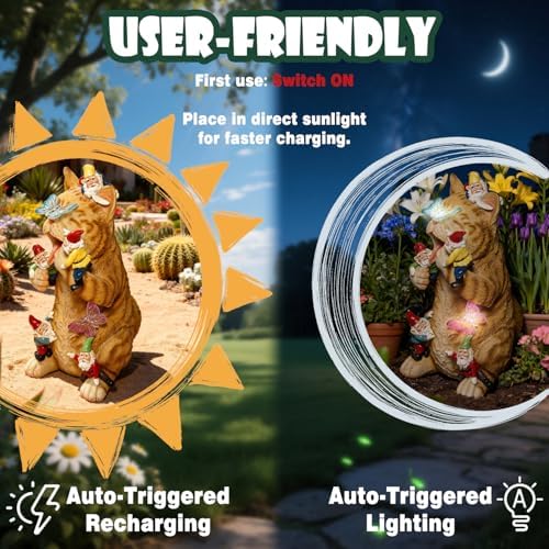 Funny Garden Gnomes Decorations for Yard Statue with Solar Lights - Image 4