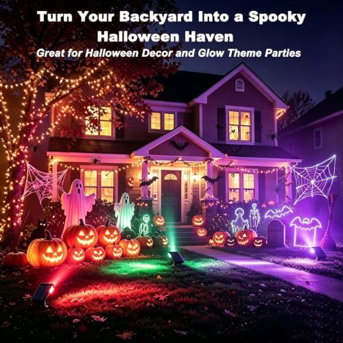 6 Pack Solar Spotlights Outdoor for Halloween DecorationRGB Color Changing - Image 3