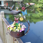 Deck Bird Bath, Bird Bath and Bird Bath Bowl, Flower Planting Pedestal - Image 2