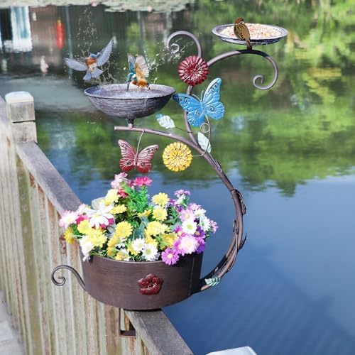 Deck Bird Bath, Bird Bath and Bird Bath Bowl, Flower Planting Pedestal - Image 2