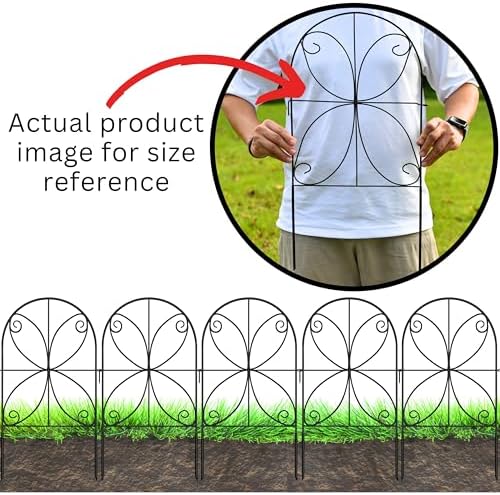 ShopLaLa Garden Fence Animal Barrier (10 Panels) 12in(L) x 24in(H) Rustproof Decorative Metal Wire Fencing Flower Bed Edging for Landscape, Animal Barrier Fencing Dogs Patio Outdoor Black Border Decor - Image 4