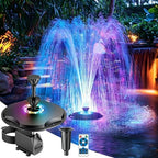 Antfraer Floating Pond Fountain with Remote Control RGB LED Lights, 40W 660GPH Water Pump with 3 Spray Modes, Floating Fountain 27FT Cord & 65.6FT Mooring Line for Garden Ponds, Outdoor Water Features by Antfraer