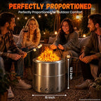 15-Inch Outdoor Fire Pit, Smokeless Fire Pit, Stainless Steel Fire Pit【Foldable Design】 with Portable Carry Bag【Iconic Airflow Design】 for Patio, Camping and Beach Activities - Image 3