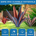 Large Tequila Rustic Sculpture, Rustic Metal Agave Plants for Outdoor Patio Yard Mexican Plant Garden， Agave Outdoor Lawn Ornaments Yard Stakes (Blue1pc) - Image 4