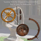 Urbalabs Iron Cast Hand Painted Golden Armillary Sundial Bronze Housing and Gold Painted Metal Disk Roman Numerals Compass Base Garden Themed Metal Decor Indoors Or Outdoors Iron Heavy-Duty - Image 6
