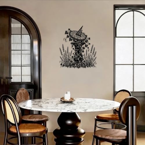 Sundial Garden Metal Wall Art Metal Signs Metal Outdoor Decor WallArt Decor Vintage Rustic Artwork Wall Sculpture Elegant Wall Decoration for Living Room Bedroom Office Stylish Interior Design (Black,24Inch) - Image 3