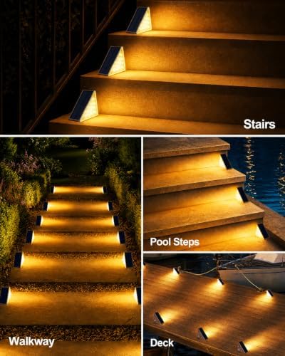 Solar Step Lights Outdoor Waterproof, 6 Pack Solar Stair Lights Outdoor IP67 Dusk to Dawn, Warm 3000K Outdoor Step Lights, Solar Lights for Steps and Stairs, Deck Steps, Patio Stairs, Porch Steps - Image 6