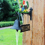 Cast Iron Doorbell Wall Bell Indoor Outdoor Din Cast Iron Doorbell with Welcome Signl Chicken Family Dinner Bells Wall Bell Hanging Bell Retro Country Cast Iron Doorbell Welcome Wall Bell - Image 3