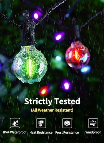 Brightown Outdoor String Lights 58 Feet G40 LED Patio Lights, RGB, Remote - Image 3