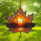 Forest Scene Autumn Maple Leaf Acrylic Suncatcher - Image 3