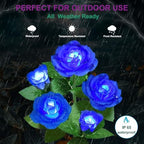Solar Flower Lights Outdoor - Upgraded New Material Two Modes Realistic LED Solar Powered Waterproof Lights with 5 Roses, Solar Decorative Stake Lights for Garden (Multicolor, 4 Pack) - Image 6