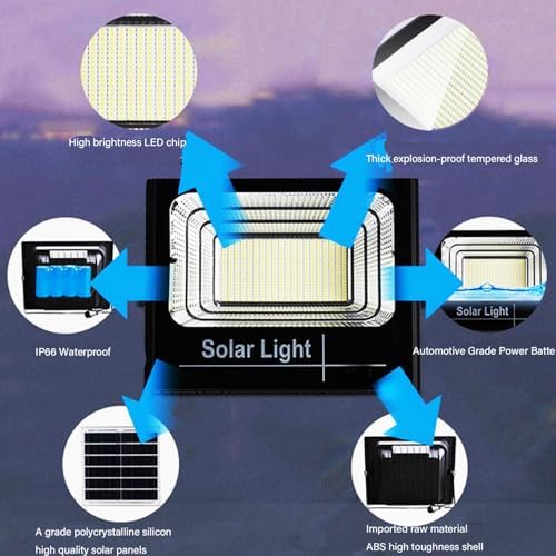 Led Flood Light Outdoor, with Remote Control Solar Dusk to Dawn Solar Flood Light Suitable for Yards, Building Facades, Construction Sites, Warehouses - Image 4