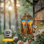 Solar Lantern Outdoor Waterproof Stained Glass Beach Scene Adirondack Chair Sunset Ocean Waves Garden Decor LED Hanging Solar Lights Tabletop Lamp Gifts for Women Mom Outside Yard Patio Porch - Image 5