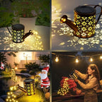 Solar Santa Clause Watering Can Lights, Christmas Solar Kettle Lights Garden Lawns Decorative Light Solars Christmas Decorations Hanging Metal Santa Kettle Light for Garden Patio Pathway Yard - Image 4