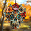 Floral Sugar Skull Acrylic Suncatcher by AVAGAN