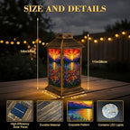 Solar Lantern Outdoor Waterproof Stained Glass Style Sunset Flower Garden Purple Red Yellow Blooms Garden Decor LED Hanging Solar Lights Tabletop Lamp Gifts for Women Mom Outside Yard Patio Porch - Image 2