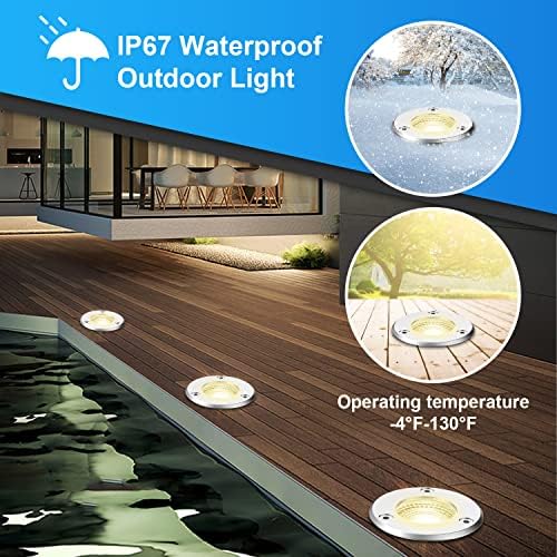 LED Landscape Lights, 12 Pack 7W Ground Lights With 24 Connectors, Low Voltage In-Ground Well Pathway Lighting, Daylight White, Waterproof for Driveway, Deck, Garden - Image 4