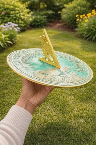10 Inch Sundial Garden Clock, Antique Outdoor Garden Decor, Decorative Sun Dial with Roman Numerals, Vintage Lawn Patio Ornament, Garden Gift - Image 3