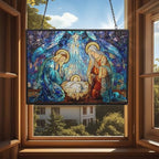 Rectangle Religious Christmas Nativity with Star Stained Glass Window Hanging Customized Suncatcher Glass Panel with Metal Chain Sun Catchers Wall Art Home Decor Gift for Women - Image 4