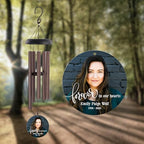 Memorial Wind Chime with Photo, Personalized Photo Memorial Gifts, Sympathy Gifts, Forever in Our Hearts Sympathy Wind Chime, Bereavement Gift with Photo (Black) - Image 3