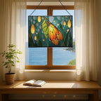 Butterfly Emerging from Chrysalis Rectangular Stained Glass Suncatcher – Hanging Window Panel with Animal & Nature Scene – Vibrant Glass Art Gift for Wildlife, Fantasy, Nature Lovers M4eGGH - Image 6