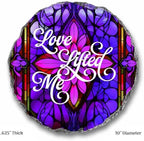 Magnolia Garden Love Lifted Me Garden Stepping Stone, 10 Inch Round Resin Outdoor Decorative Stone with Purple Stained Glass Inspired Christian Design, Hymn Garden & Walkway Décor - Image 4
