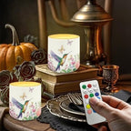 4 Pack Flickering Flamless Candles with Remote Battery Operated LED Pillar Candles with Timer for Indoor Outdoor Wedding Dining Room Home Decorations, Floral Hummingbird Butterfly - Image 3
