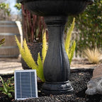 XBrand 44" H Fiberglass/Resin 2-Tier Solar Water Fountain w/Solar Panel and Auto-Shut Off Pump, Solar Garden Fountain, Tall Outdoor Fountain, Two Tiered Birdbath Fountain, Black - Image 6