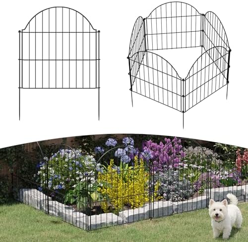 Garden Fence Panels, 24in H x 9.68ft L, 5 Panels Rust-Resistant Decorative Garden Fence, No Dig Small Garden Fence, Animal Barrier Fence for Garden Yard Flower Bed Patio Outdoor by Kiplant