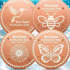 OICEME Bird Bath Purification Disk Pure Copper Backyard Outside Solar Power Wild Hummingbird Pedestal Fountain Cleaner Outside Humming Bee Feeder Cage Dispenser Ground Women Lover Gift by OICEME