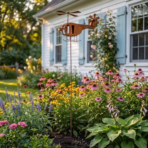 Rusty Metal Garden Decor Helicopter - Rustic Garden Decor for Outside Yard - Image 2