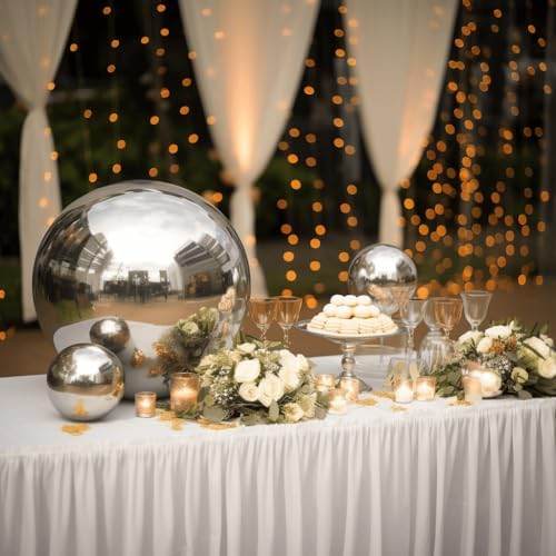 Tableclothsfactory Silver Stainless Steel Gazing Globe Mirror Ball, Reflective Shiny Hollow Garden Spheres - 20" - Image 3
