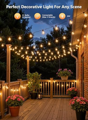 100FT 31 Bulbs Outdoor String Lights with Remote & Dimmable - Image 5