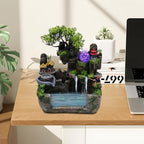 Tabletop Fountain, Waterfall Fountain with Led Light, Zen Indoor Desktop Ornament, Resin Rockery Waterfall for Indoor Outdoor Home Office Decor - Image 2