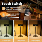 Mr.White Solar Waterproof Outdoor Rechargeable Cordless Table Lamps, Set of 2 Touch Dimmable Operated Battery Table Lights for Patio, Restaurant, Kitchen (Black) - Image 7